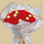 Midnight Rose red roses with Ferrero Rocher by RosaBella Flowers