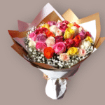 Color Whisper mixed roses bouquet by RosaBella Flowers