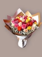 Color Whisper mixed roses bouquet by RosaBella Flowers