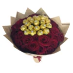 Golden Love red roses Ferrero Rocher gift by RosaBella Flowers