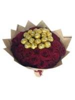 Golden Love red roses Ferrero Rocher gift by RosaBella Flowers