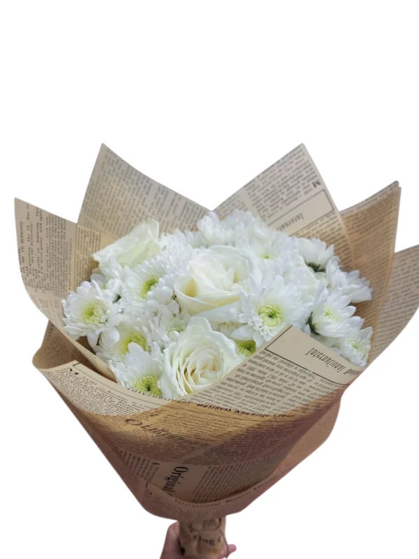 White Petals white roses bouquet by RosaBella Flowers