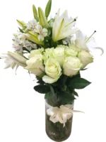 White Grace white lilies in glass vase by RosaBella Flowers – view 2
