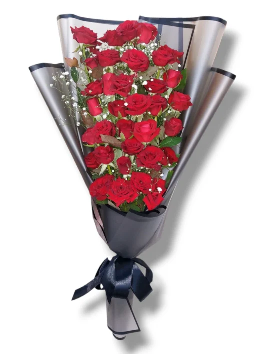 Red Elegance tall red roses bouquet by RosaBella Flowers – view 2