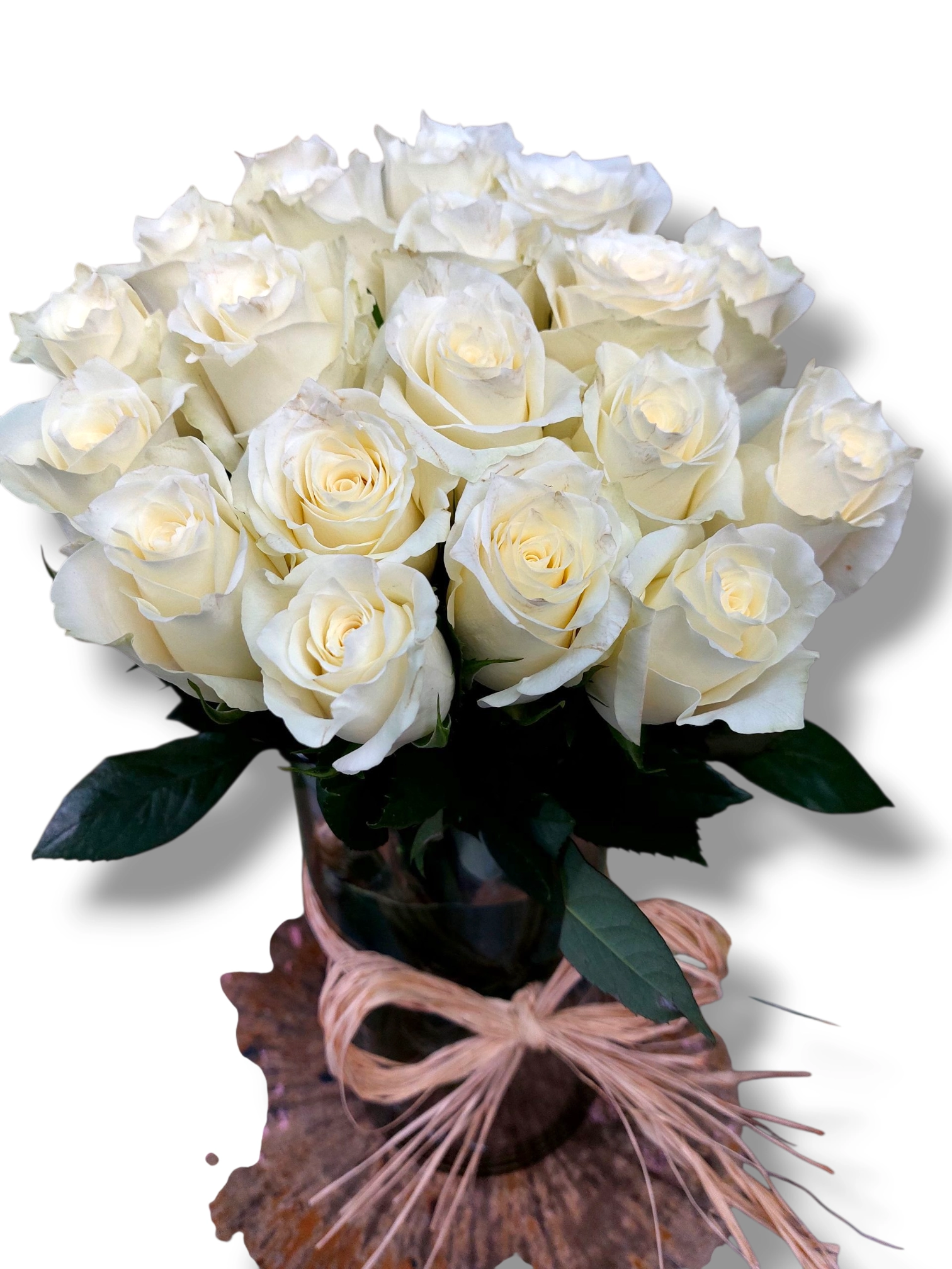 Ivory Grace Ivory Grace white roses in glass vase by RosaBella Flowers