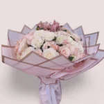 Ivory Whisper pink and ivory roses bouquet by RosaBella Flowers – view 2