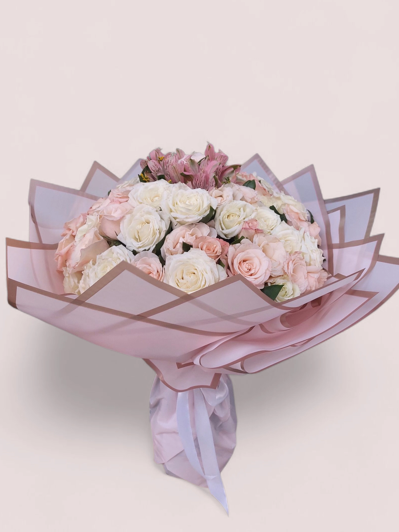 Ivory Whisper Ivory Whisper pink and ivory roses bouquet by RosaBella Flowers – view 2
