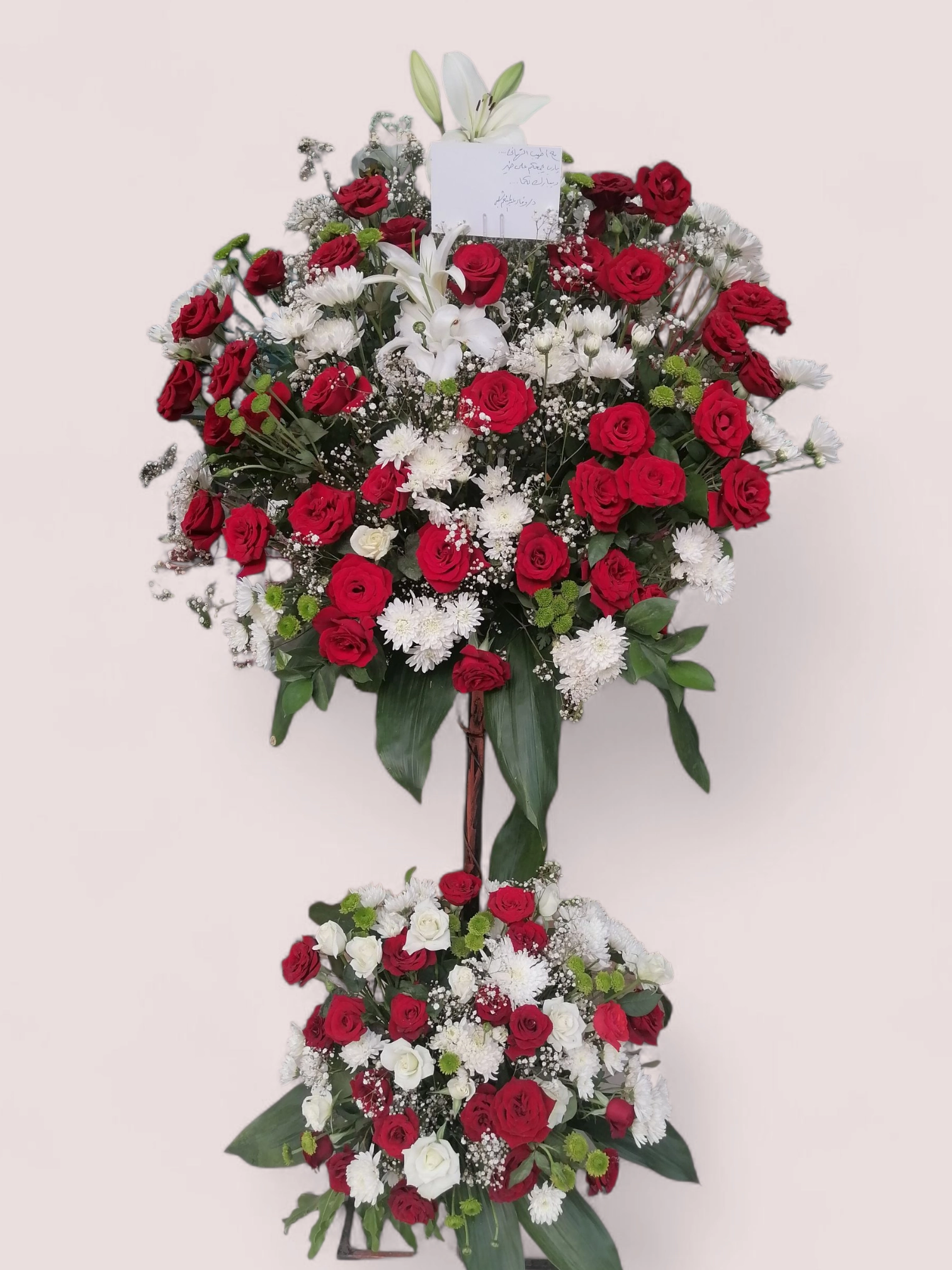 Royal Tribute Royal Tribute red and white standing arrangement by RosaBella Flowers