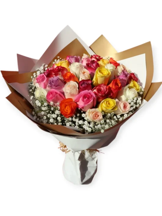 Celebration Palette mixed roses bouquet by RosaBella Flowers