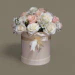 Champagne Garden roses flower box by RosaBella Flowers