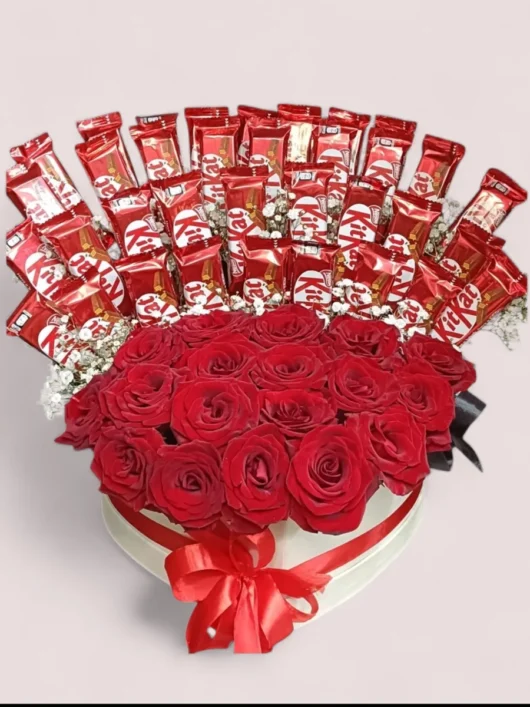 Chocolate Blossom roses and chocolate gift by RosaBella Flowers