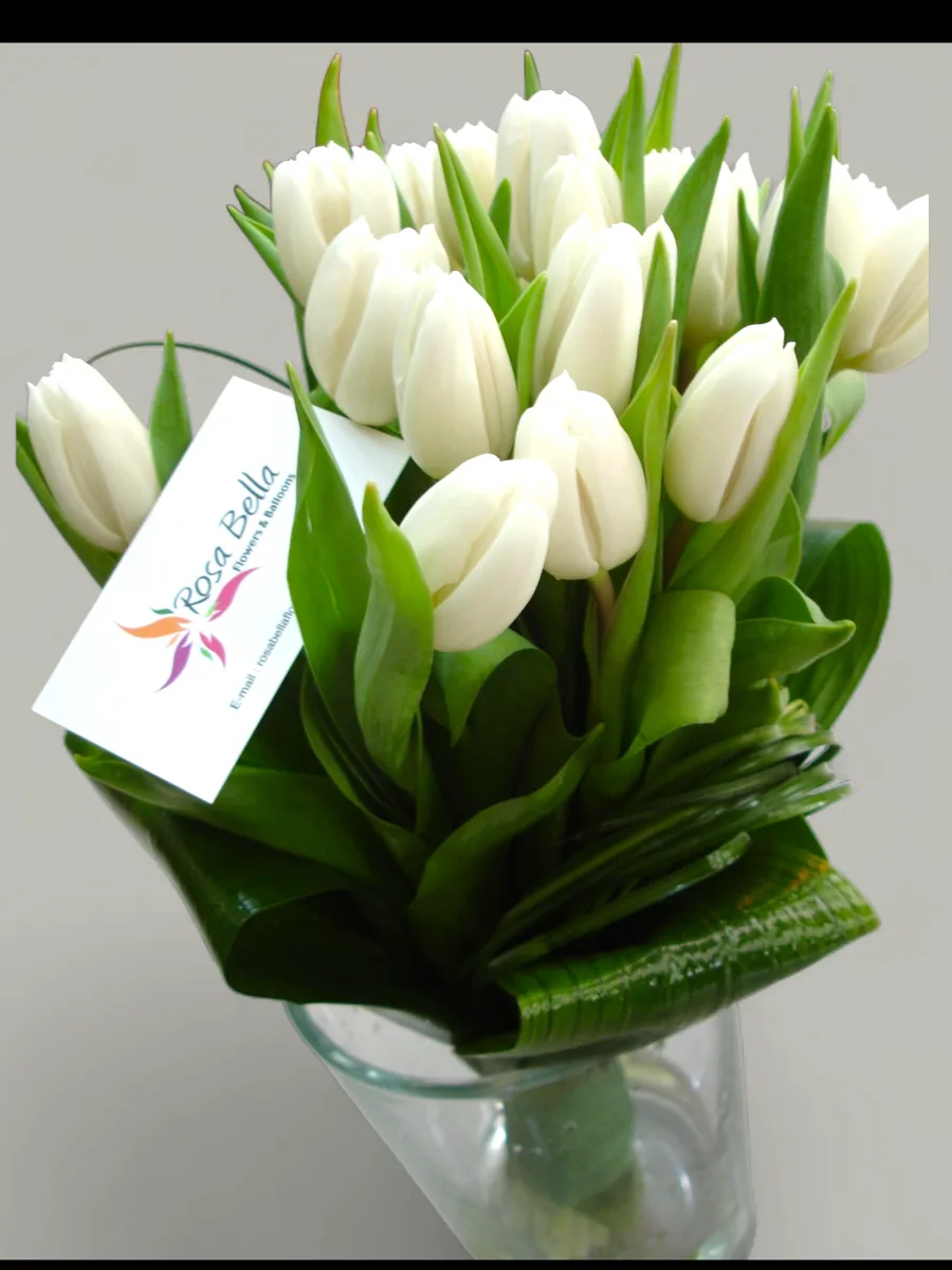 Crystal Tulips – White Tulips Bouquet Crystal Tulips white tulips bouquet by RosaBella Flowers