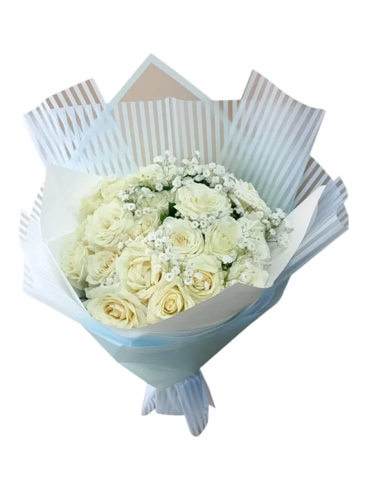 Moonlight Roses white roses bouquet by RosaBella Flowers