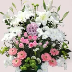 Morning Blush pink and white flower arrangement by RosaBella Flowers