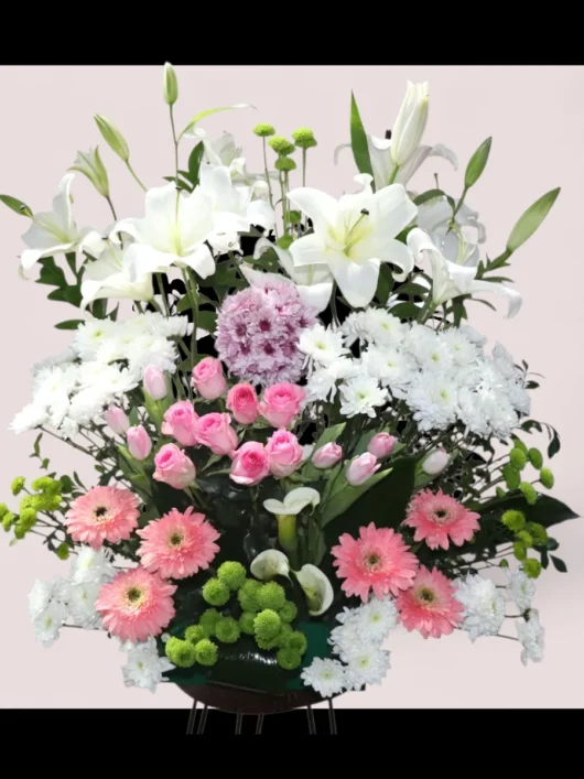 Morning Blush pink and white flower arrangement by RosaBella Flowers