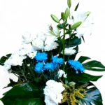 Ocean Harmony blue and white flower arrangement by RosaBella Flowers