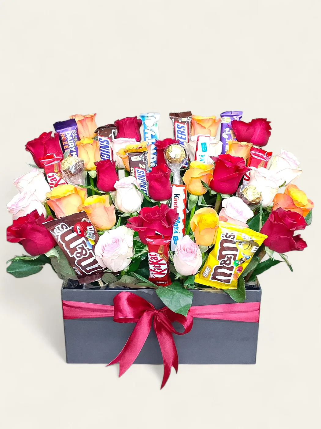 Candy Garden Box mixed roses and chocolate gift box Candy Garden Box mixed roses and chocolate gift box by RosaBella Flowers